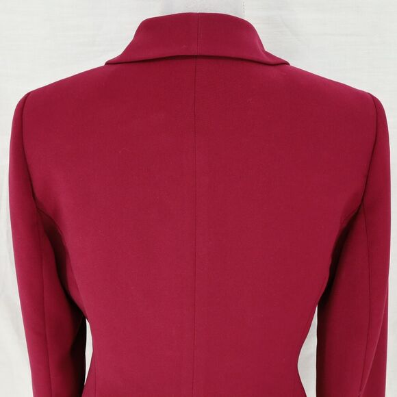 Le Suit Jacket Petites 8P Raspberry Pink Crepe Lined Double Breasted Career - Picture 9 of 13